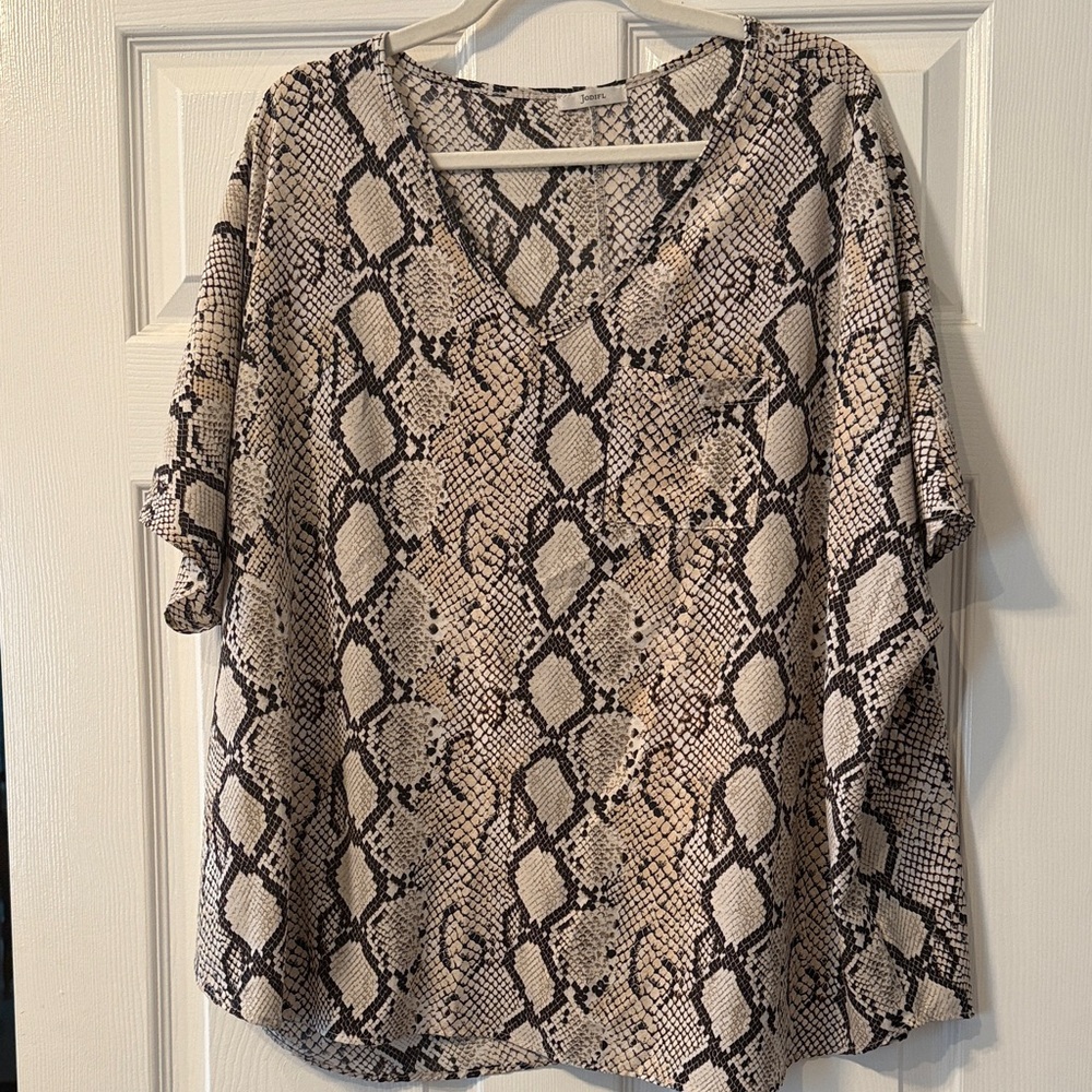 Snake Print V-Neck Women's Top